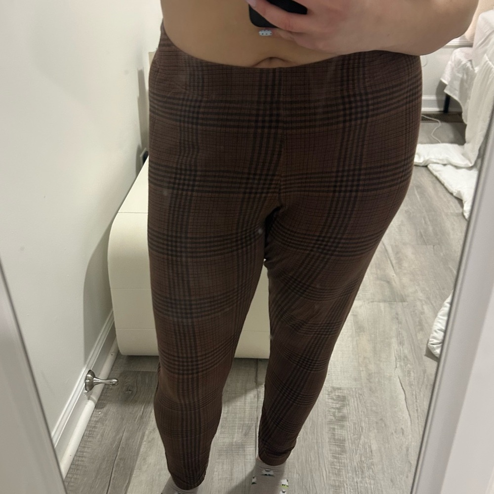 old navy brown plaid leggings